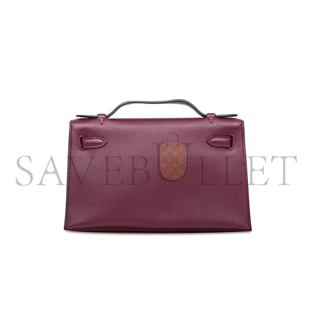 H**mes master swift leather kelly pochette with palladium hardware (22*14*7cm)